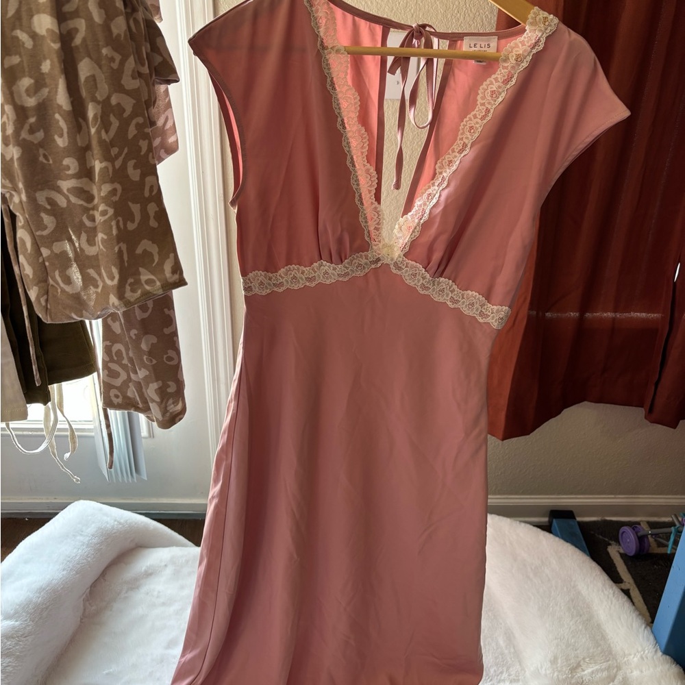 Gilligan & O'Malley Pink and Cream Lace Chemise